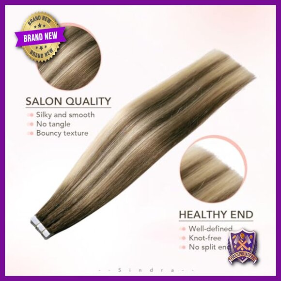 16 Inch Human Hair Tape In Extensions 20 Pieces Seamless Invisible Edge main image 5